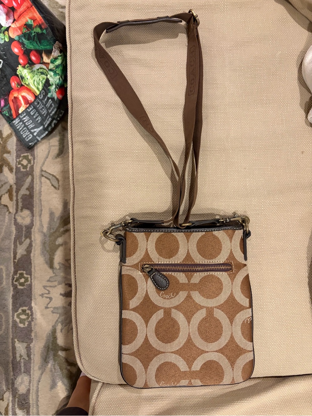 Coach Brown & Cream Signature Crossbody Bag